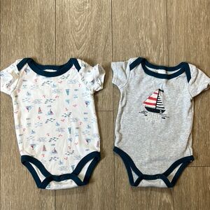 Nautical Themed short sleeve baby onesies size 3-6 months